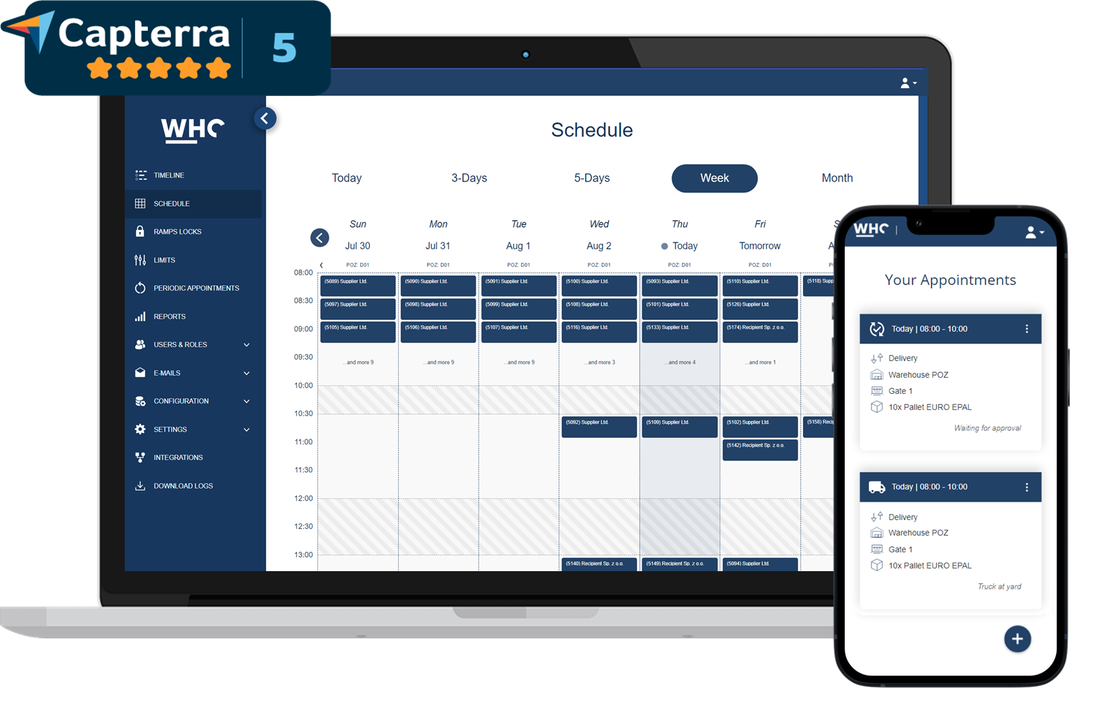 whc warehouse calendar software screenshot