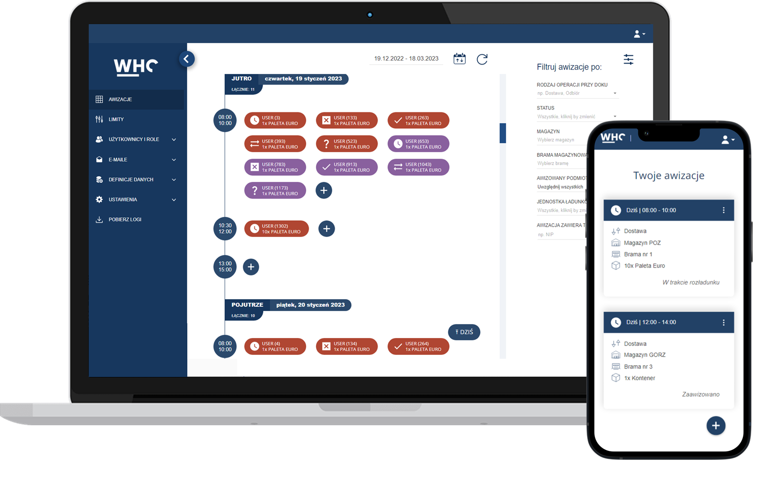 whc warehouse calendar software screenshot