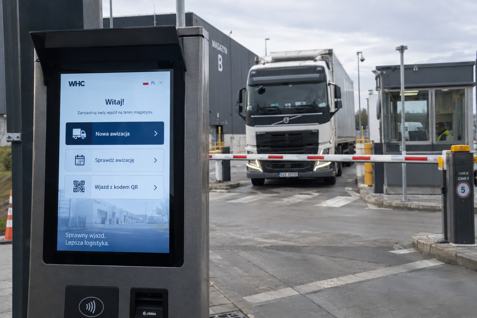 Check-in kiosk in the WHC Dock Scheduling System - driver self check-in