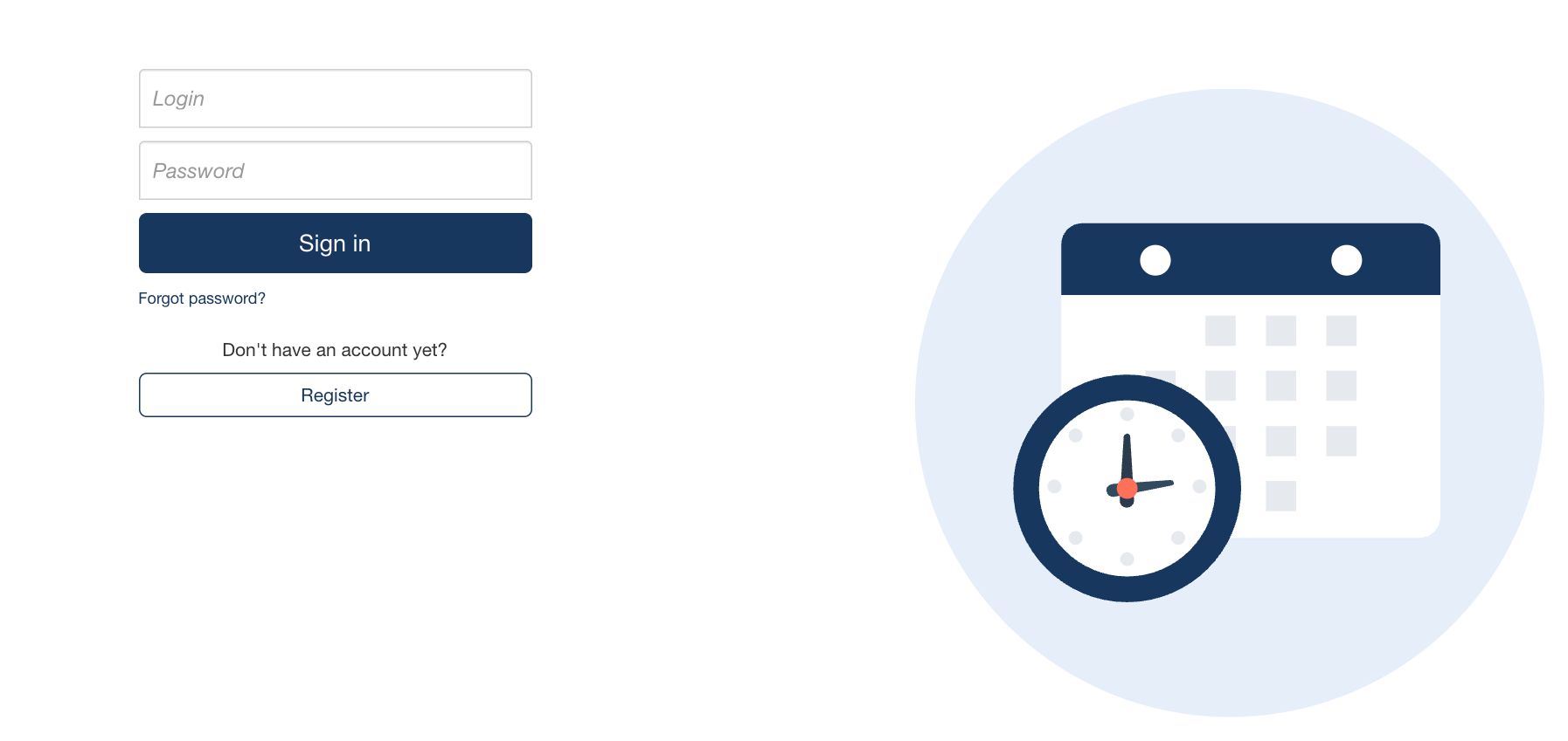 Sign-in screen of the WHC dock scheduling system with a link to registration